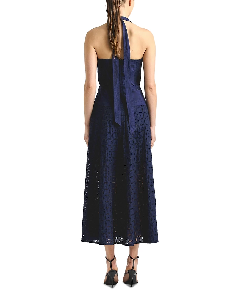 Derek Lam 10 Crosby Women's Aris Eyelet Halter Neck Dress