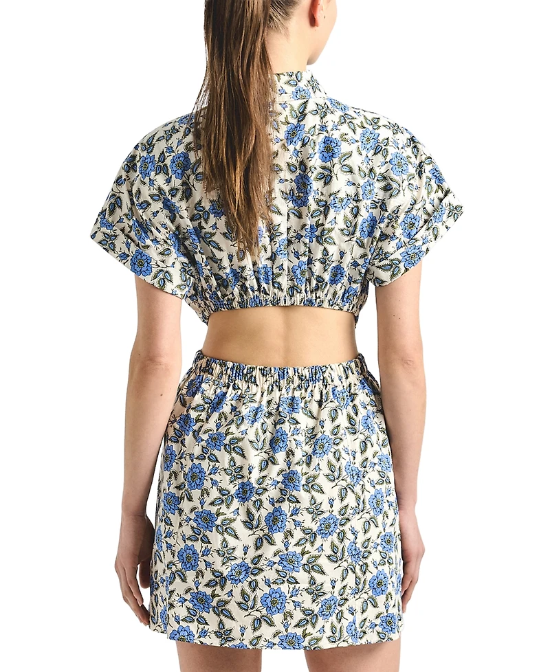 Derek Lam 10 Crosby Women's Alba Printed Cotton Open Back Shirt Dress