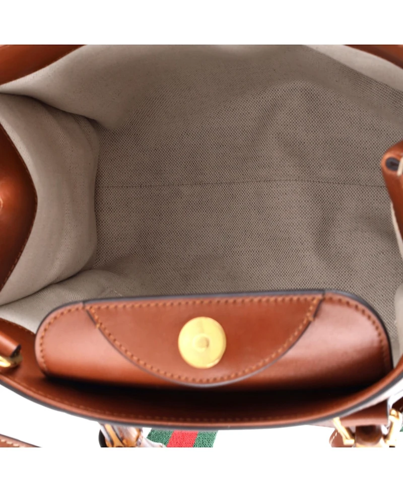 Pre-Owned Gucci Small Diana Nm Logo Bamboo Handle Tote Embossed Leather