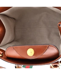 Pre-Owned Gucci Small Diana Nm Logo Bamboo Handle Tote Embossed Leather