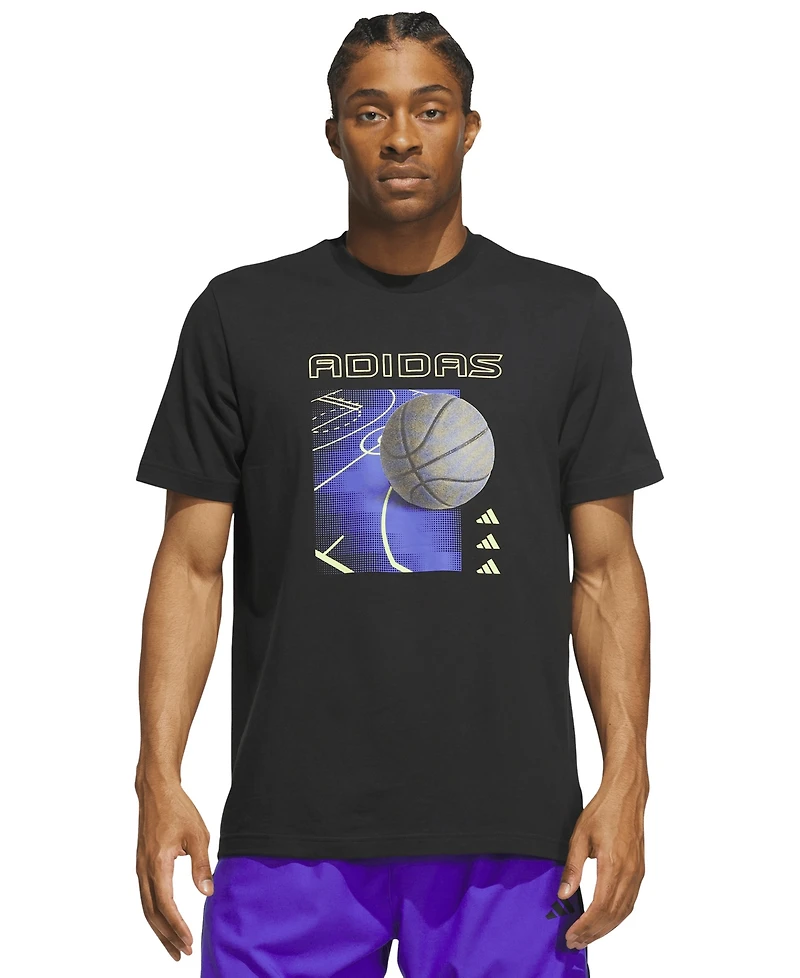 adidas Men's Bold Basketball Court Graphic Crewneck T-Shirt