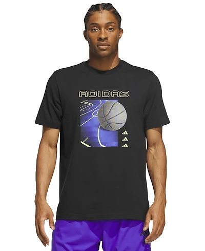 adidas Men's Bold Basketball Court Graphic Crewneck T-Shirt