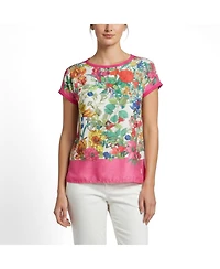 Pre-Owned Moncler Women's Floral Print Silk and Jersey T-Shirt