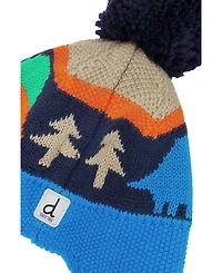 Deux par Deux Toddler Boy's (2-4) Winter Dinosaur Print Peruvian Knit Pompom Hat