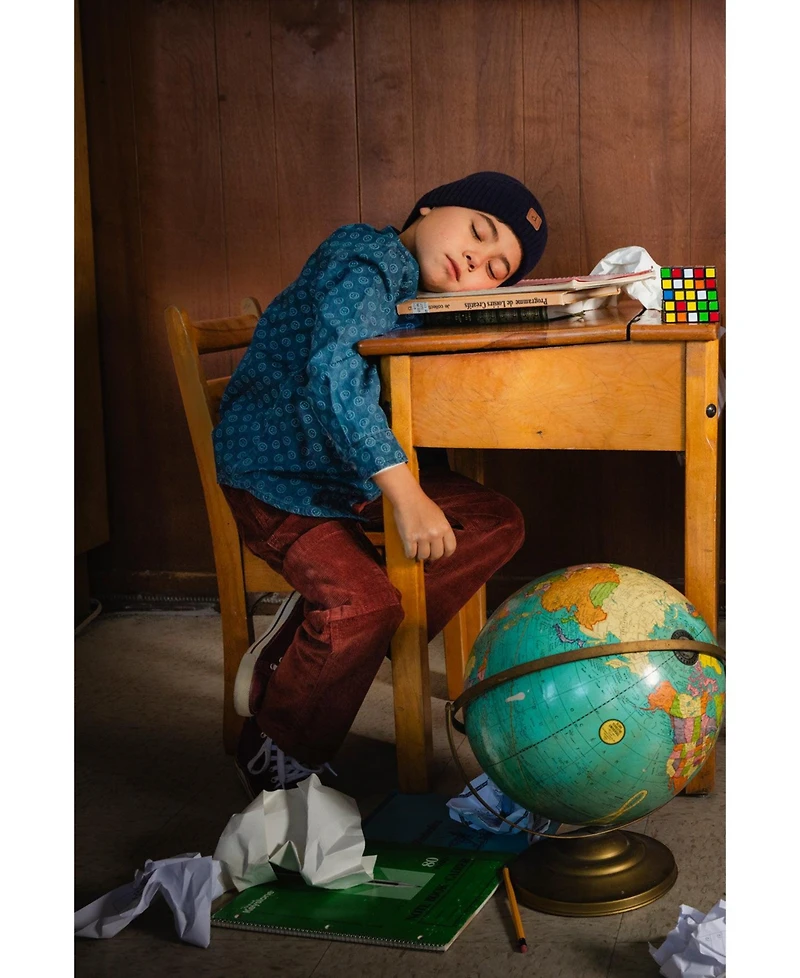 Deux par Toddler Boys (2T-5T) Chambray Shirt with Smiley Print