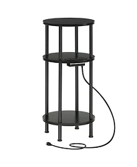 Slickblue Small Round End Table with 3-Tier Storage and Charging Station and Usb Ports