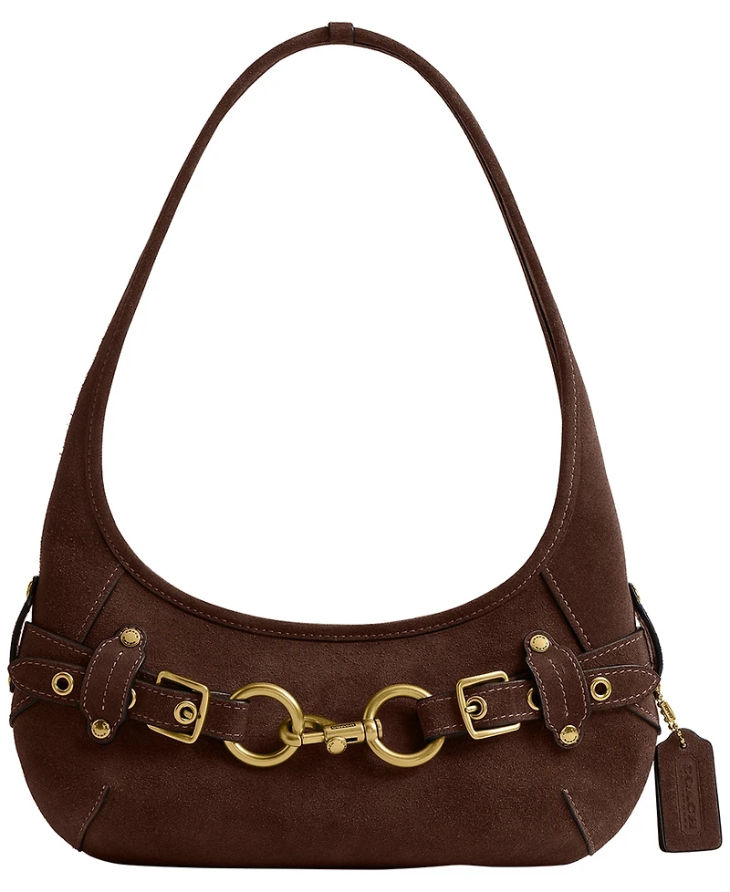 Coach Belted Ergo Suede Small Shoulder Handbag