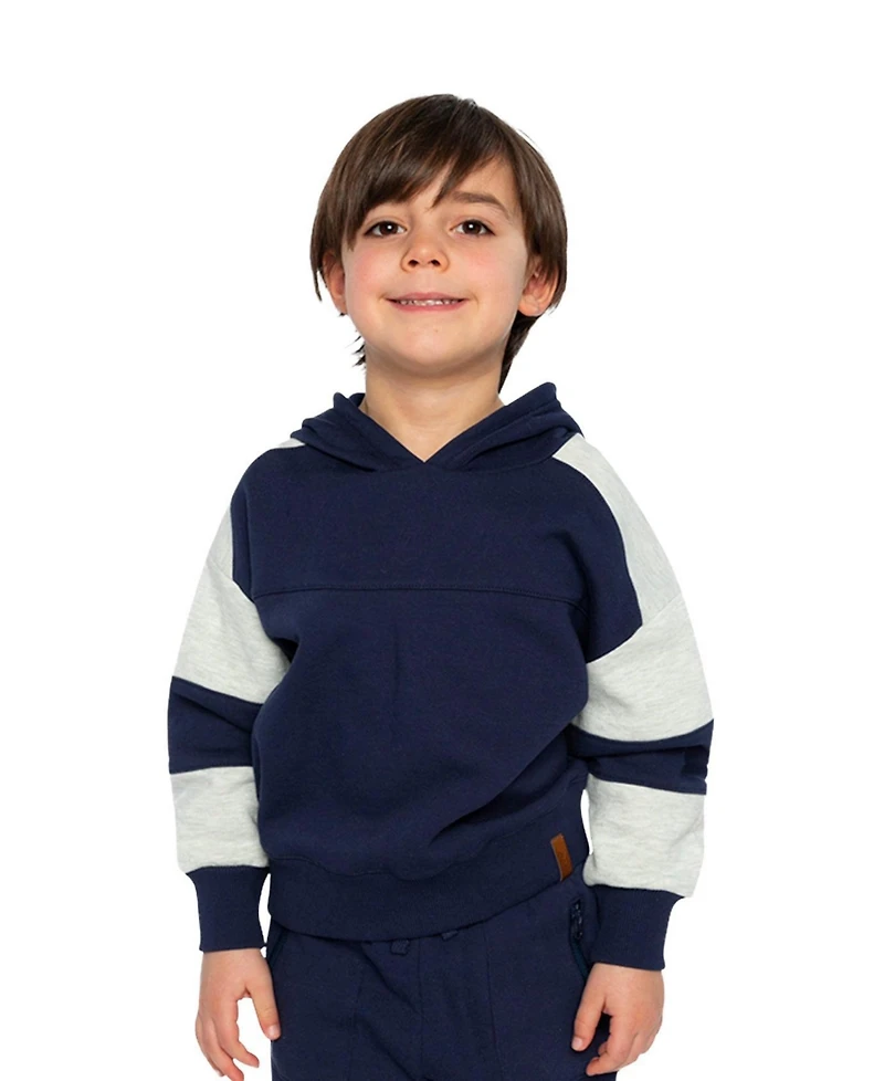Deux par Deux Little Boys (6-12) Hooded Striped Fleece Cardigan