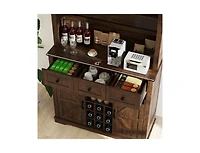 Slickblue Home Coffee Bar Cabinet with Drawers, Sliding Doors and Storage Shelves