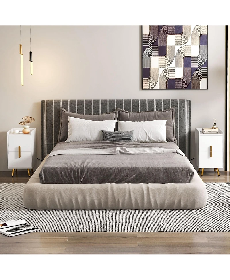 Costway Nightstand with Charging Station Home Bedside Sofa Side Tables