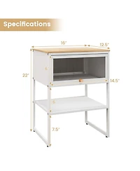 Costway Home Nightstand 3-Tier Storage Table with Open Shelf Heavy-duty Metal Frame
