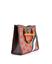 Pre-Owned Gucci Medium Diana Nm Bamboo Handle Tote Printed Gg Coated Canvas and Studded Leather
