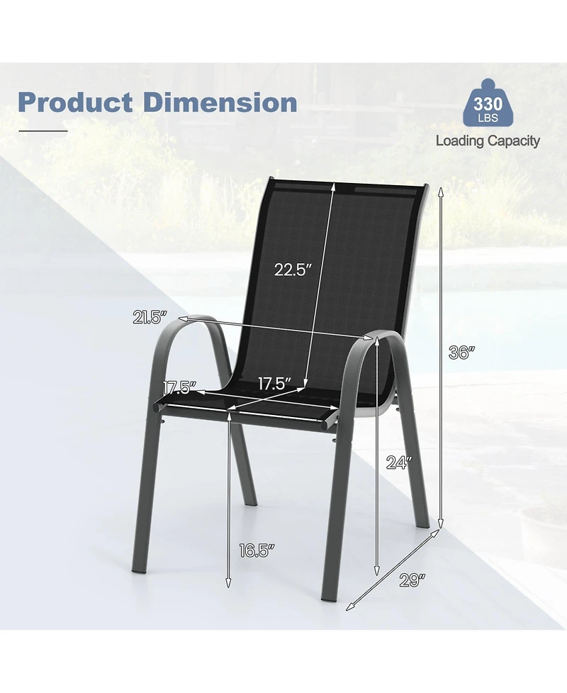 Costway Patio Dining Chairs Stackable Armrest Space Saving Garden