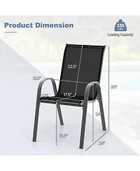 Costway Patio Dining Chairs Stackable Armrest Space Saving Garden