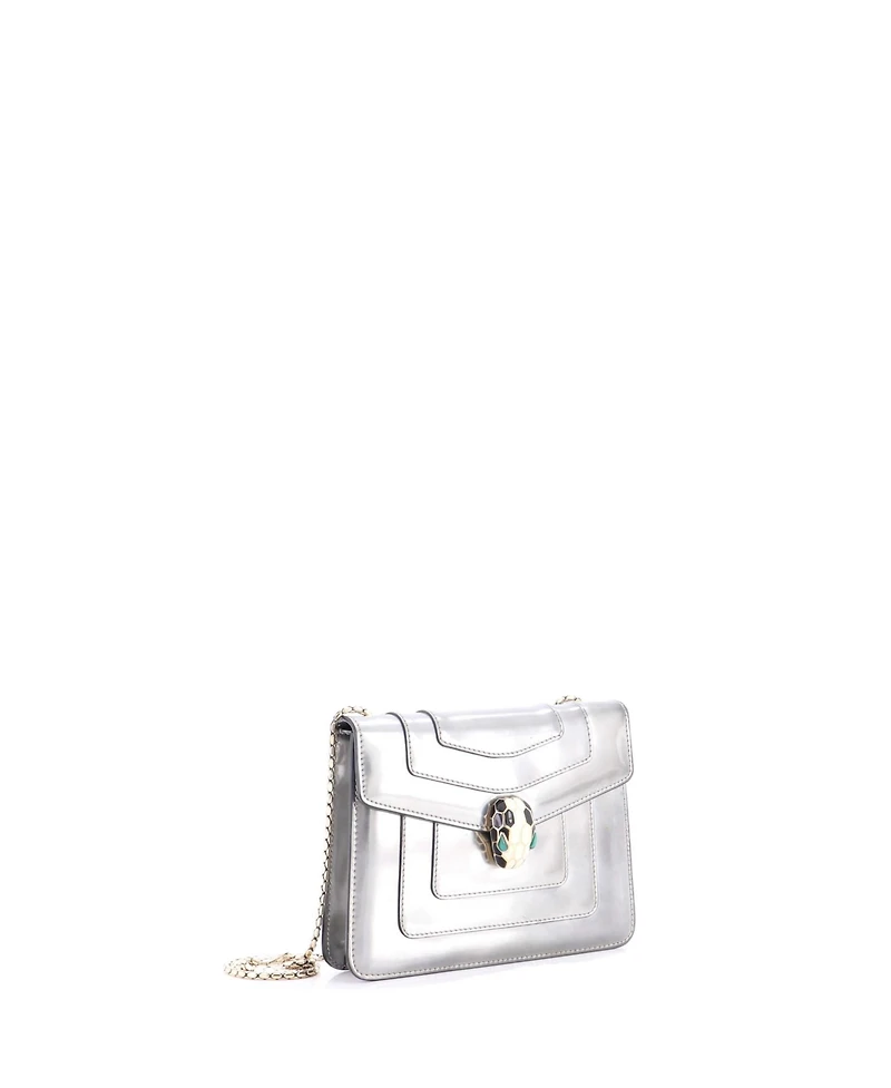 Pre-Owned Bvlgari Small Serpenti Forever Square Shoulder Bag Metallic Leather
