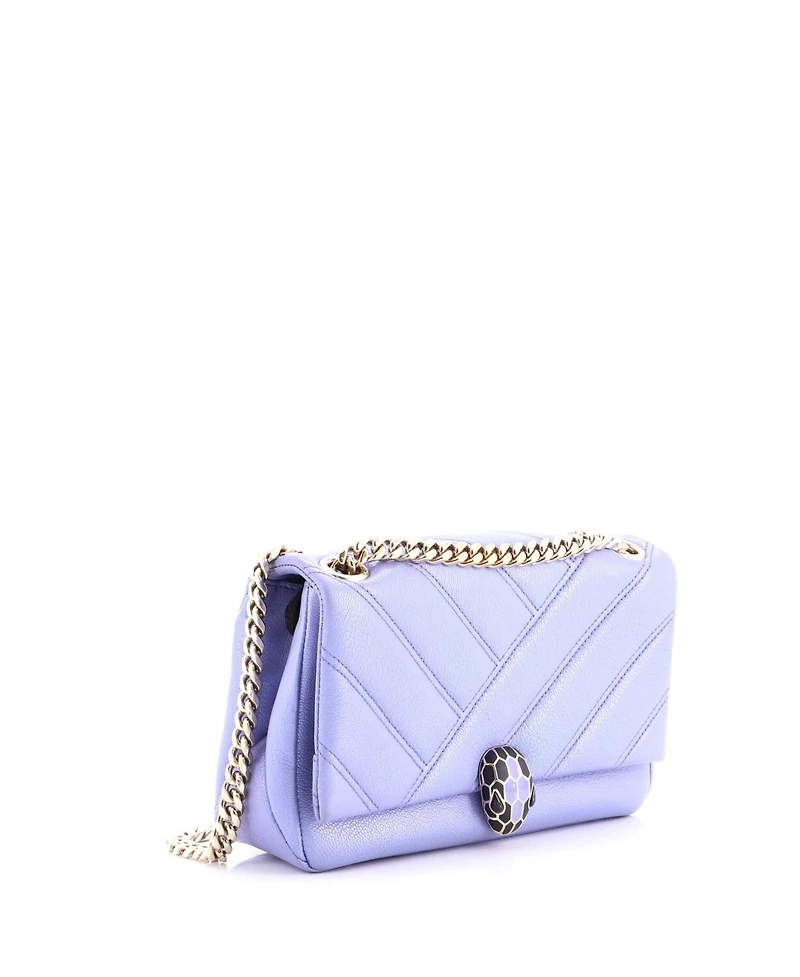 Pre-Owned Bvlgari Small Serpenti Cabochon Shoulder Bag Diagonal Quilted Leather