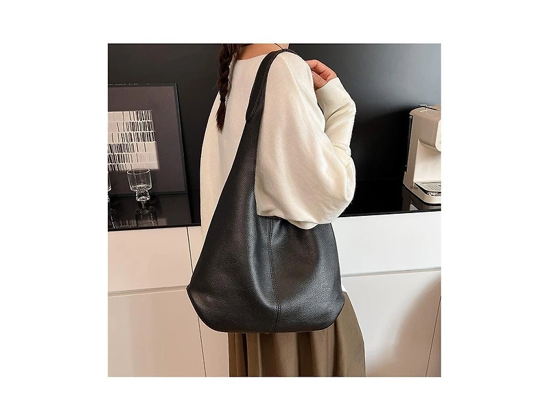 Susu Arc Leather Crescent Hobo Bag Soft Pebbled Shoulder Casual Slouchy Handbag