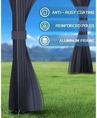 homfan Hardtop Gazebo for Backyard Patio with Mosquito Netting, Privacy Curtains, Heavy-Duty Aluminum Pavilion