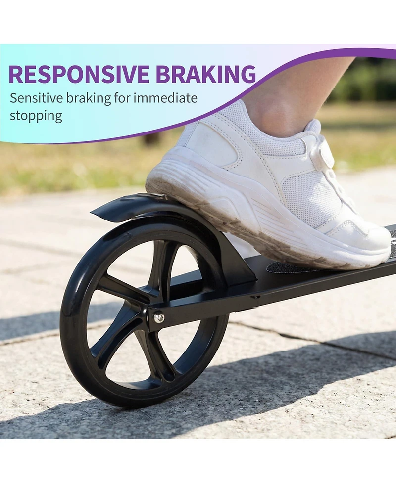 homfan 32.3x4.7x12 Kids Folding Scooter with Big Wheels, Adjustable Handlebar, Lightweight Aluminum Frame, for Outdoor Riding