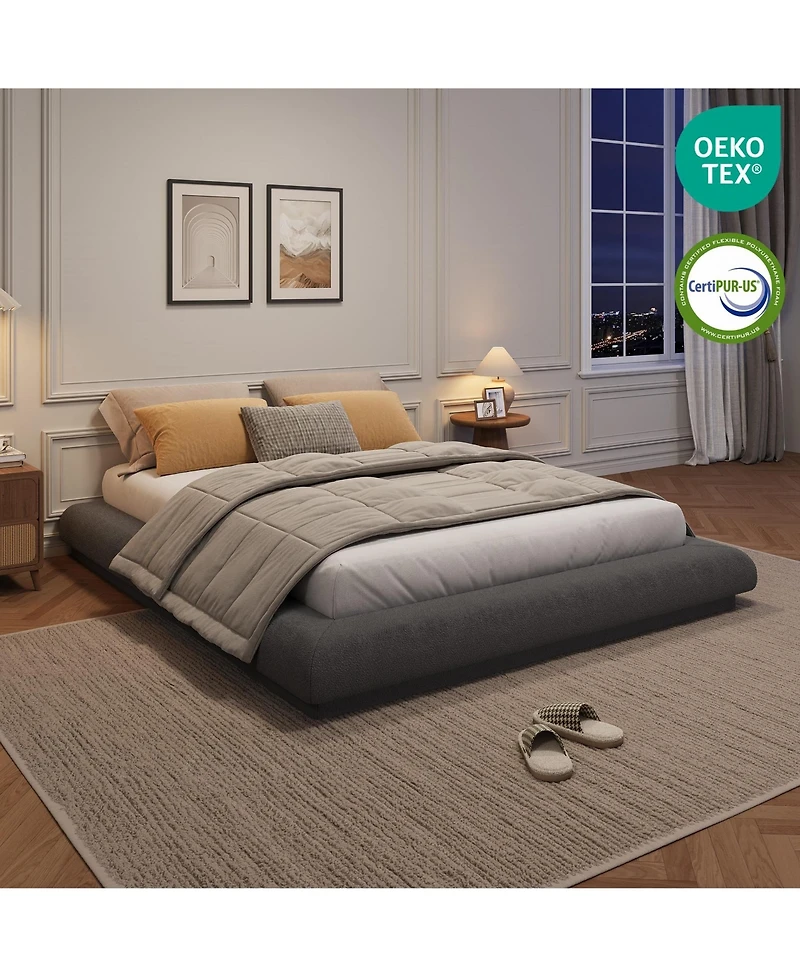 Cloud Upholstered Floating Platform Bed Frame, Modern Floating Bed, No Box Spring Required, Easy Assembly, Silent