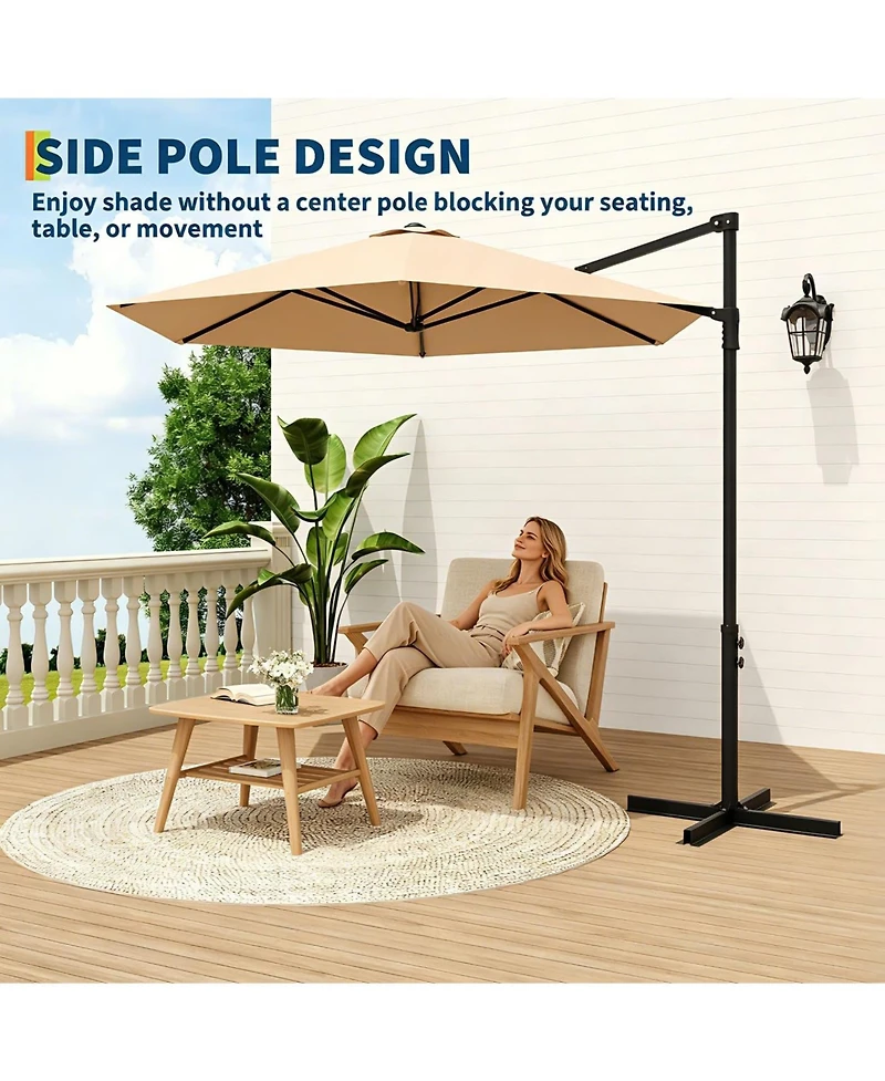 9-foot Off-Center Outdoor Umbrella-uv-Resistant, Large-Canopy Cantilever Patio Umbrella with Breathable Canopy, Ideal for Patios and Backyards