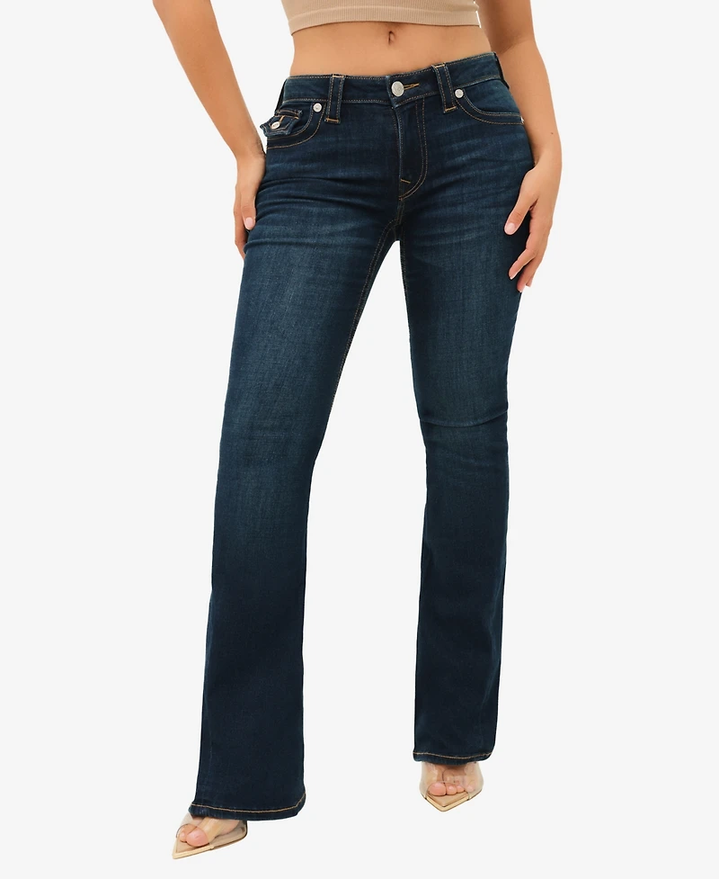 True Religion Women's Joey Mid-Rise Flare Flap Jeans
