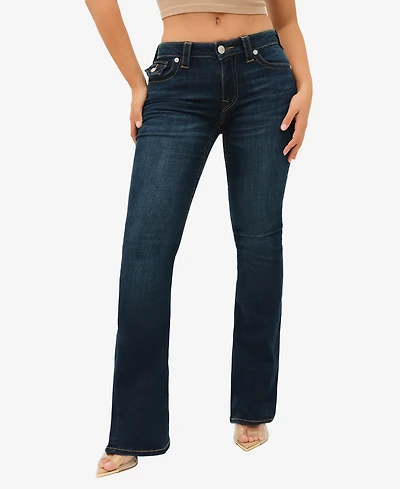 True Religion Women's Joey Mid-Rise Flare Flap Jeans