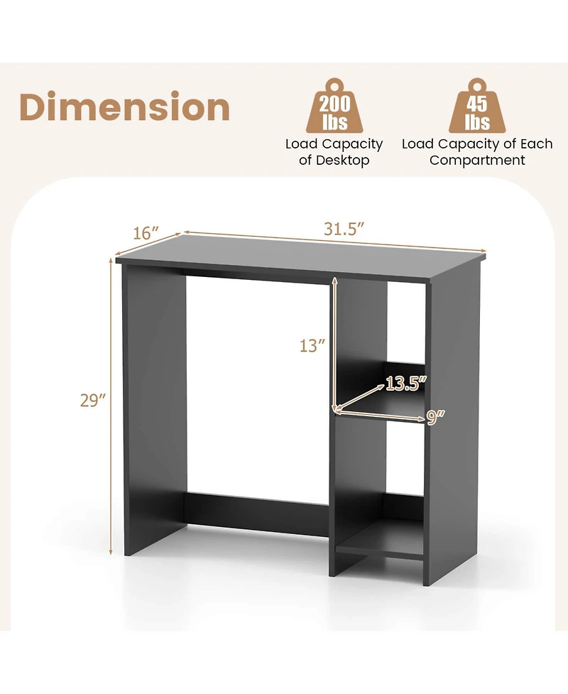 Costway 31.5" Small Computer Desk Home Office Study Writing Desk with 2 Compartments