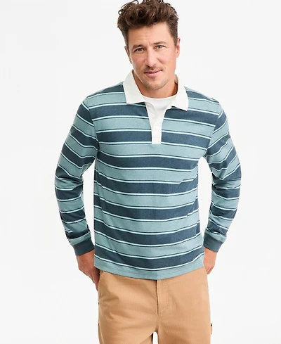 Sun + Stone Men's Long-Sleeve Striped Rugby Shirt, Macy's Exclusive