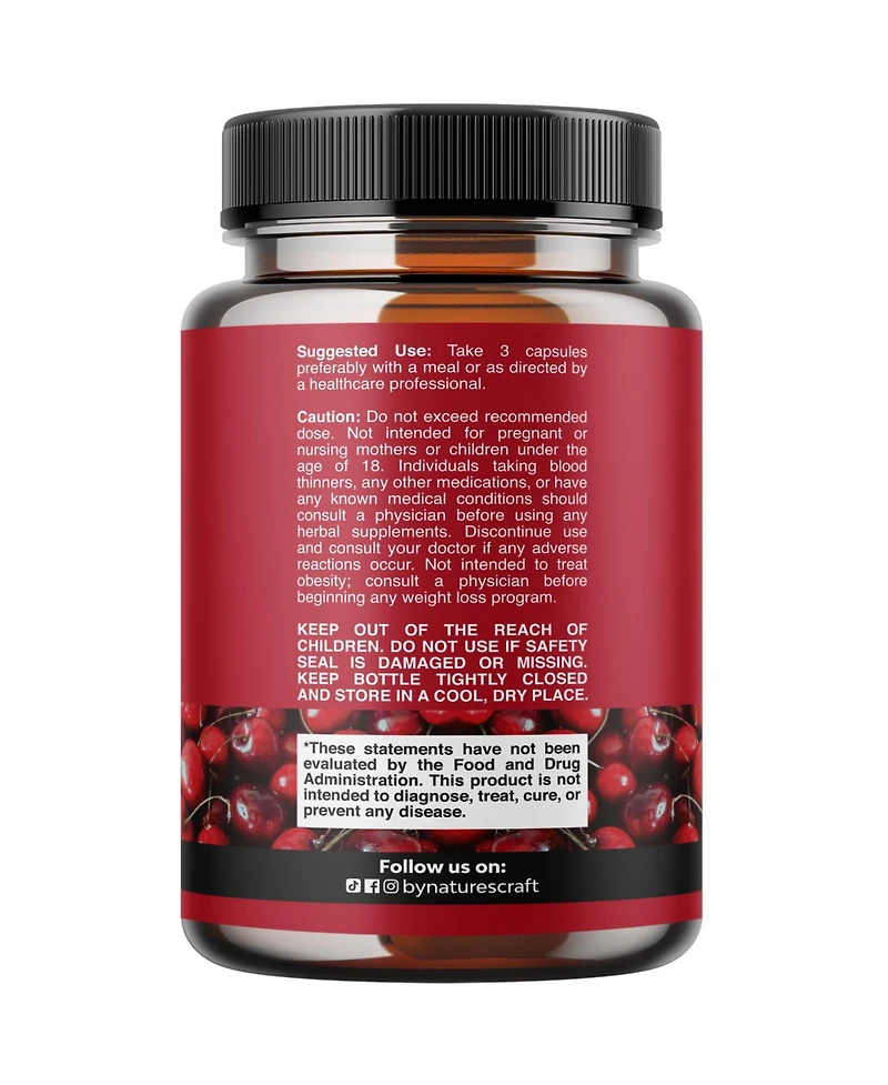 Nature's Craft Tart Cherry Capsules, Advanced Uric Acid Cleanse and Joint Support Supplement, Nature's Craft