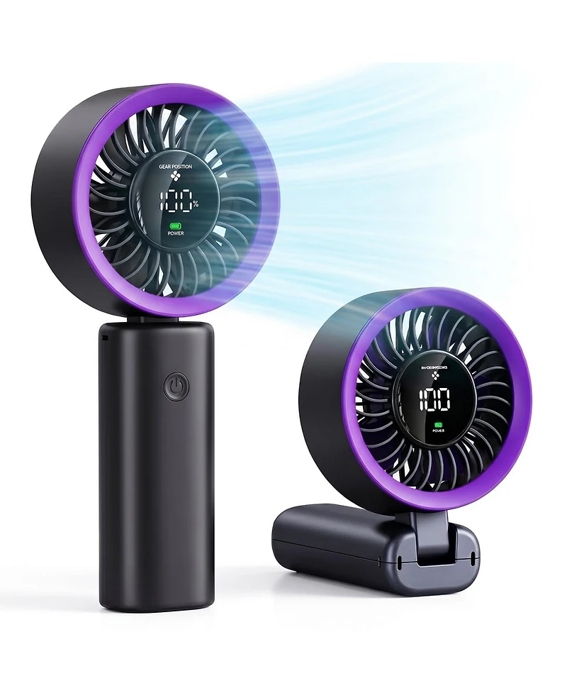 Cowin Handheld Portable Fan F30 4000mAh Rechargeable Battery Led Digital Display 100 Speed Wind Foldable Electric Personal Mini Travel