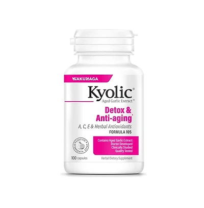 Kyolic Aged Garlic Extract Formula 105, Detox and Anti-Aging, 100 Capsules