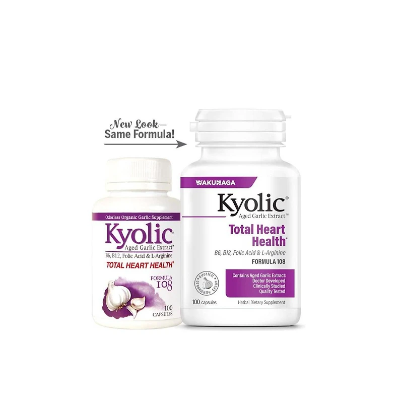 Kyolic Aged Garlic Extract Formula 108, Total Heart Health, 100 Capsules