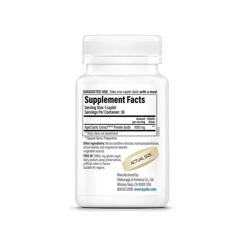 Kyolic Aged Garlic Extract Formula 250, Cardiovascular Health, One Per Day 30 Caplets