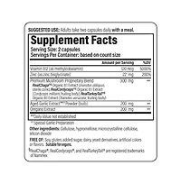 Kyolic Immune Mushrooms Supplement | Chaga, Cordyceps, Turkey Tail and Aged Garlic Extract for Wellness and Energy Support | 60 Capsules