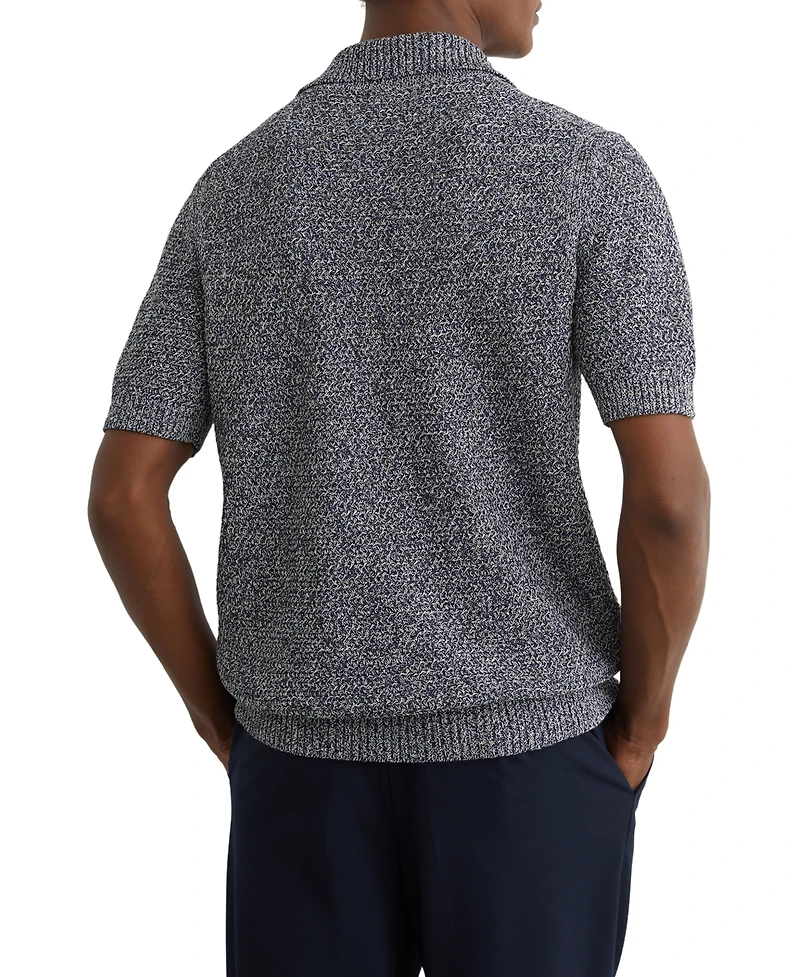Reiss Men's Owen Speckle-Knit Open-Collar Polo Shirt