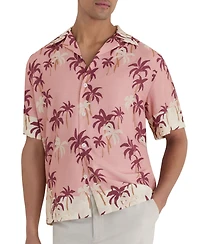 Reiss Men's Madrona Palm-Print Cuban-Collar Shirt