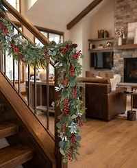 Glitzhome 6-Ft. Christmas Berry, Pinecone & Eucalyptus Garland