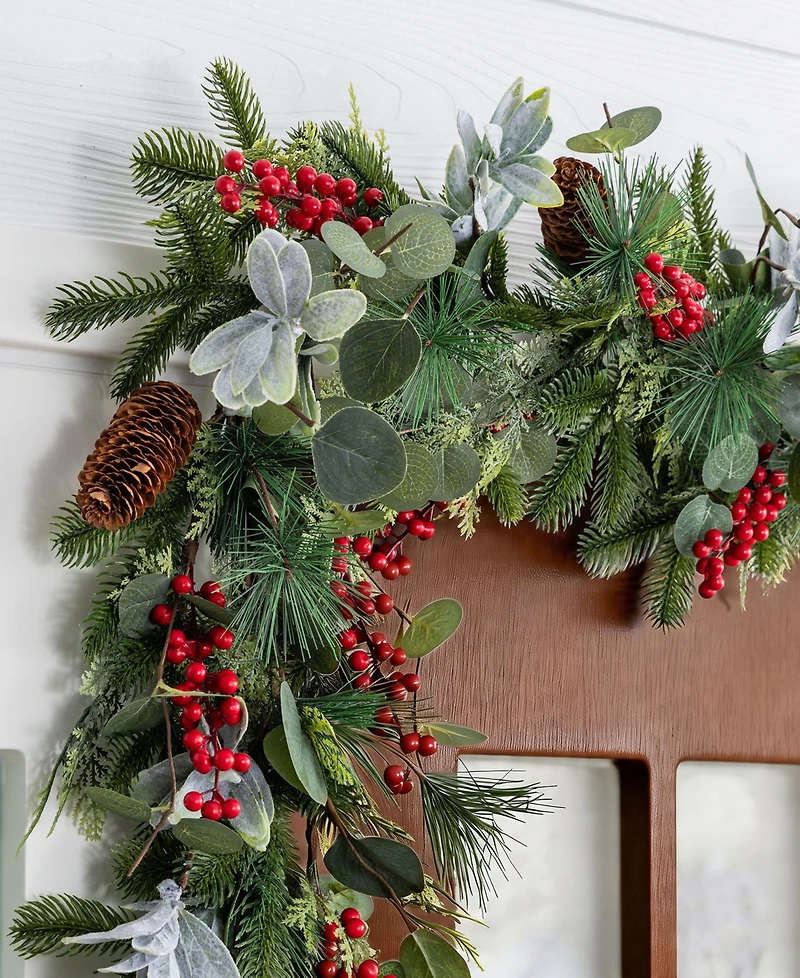 Glitzhome 6-Ft. Christmas Berry, Pinecone & Eucalyptus Garland