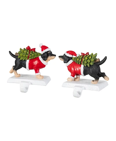 Glitzhome Dachshund Stocking Holders, Set of 2