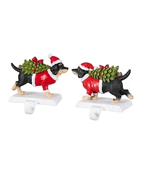 Glitzhome Dachshund Stocking Holders, Set of 2