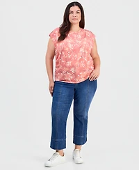 Democracy Plus Extended-Shoulder Printed Ruched T-Shirt