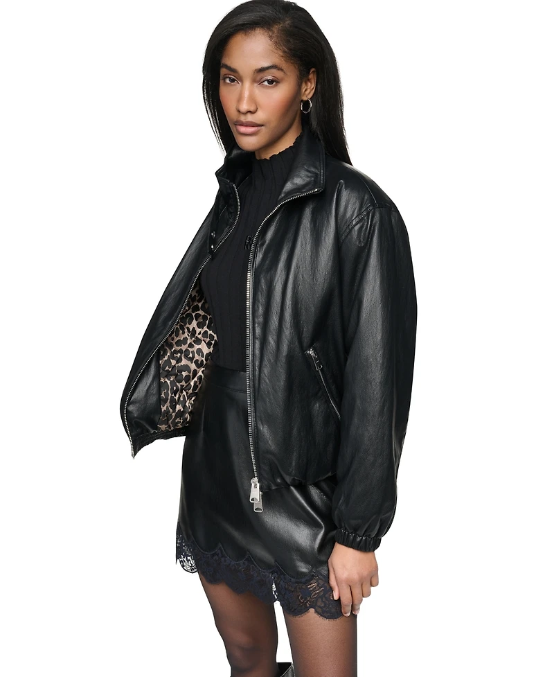 Dkny Women's Bubble Hem Moto Jacket