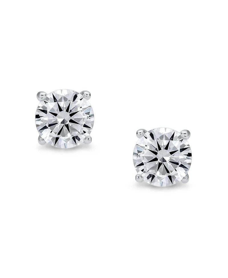 Bling Jewelry Round Cz Solitaire Stud Earrings Gold Plated Sterling Silver