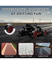 homfan 49.6 x 26.6 11.0 Inch Kids Electric Drift Go Kart, 24V Battery Powered Racing Kart with 10 Mph Speed, 2 Motor for Outdoor Fun