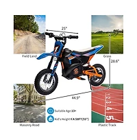 homfan 24V 9ah Kids Ride on Motorcycle,13.6MPH Fast Speed Electric Battery-Powered Off-Road Motocross with 250W Strong Motor, Chain-Driven