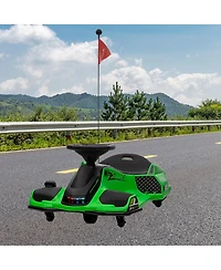 Homfan 35.6 x 21.3 x 10.2 Inch Kids Electric Ride On Car 24V Battery Powered Drift Kart Toy with Brushless Motor for Outdoor Play