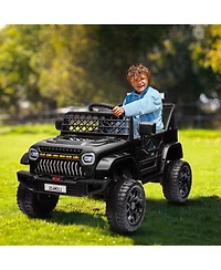 homfan Ride On Truck, Battery Powered Electric Toy for Kids with 2.4G Remote Control, 4-Wheel Spring Suspension, Led Lights, Music