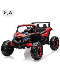 homfan 24V 2-Seater Kids Electric Utv Ride-On Car – 200W Dual Motors, Metal Frame, Off-Road Suspension, Remote Control, Usb, Music, Led Lights