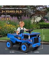 homfan 12V Ride-On Dump Truck, 4-Wheeler Electric Construction Vehicle with Remote Control, Bed, Shovel, Led Lights, Music